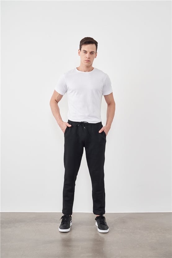 Çetinkaya Mentality 621 Rejenere Düz Paça Siyah Eşofman Alt