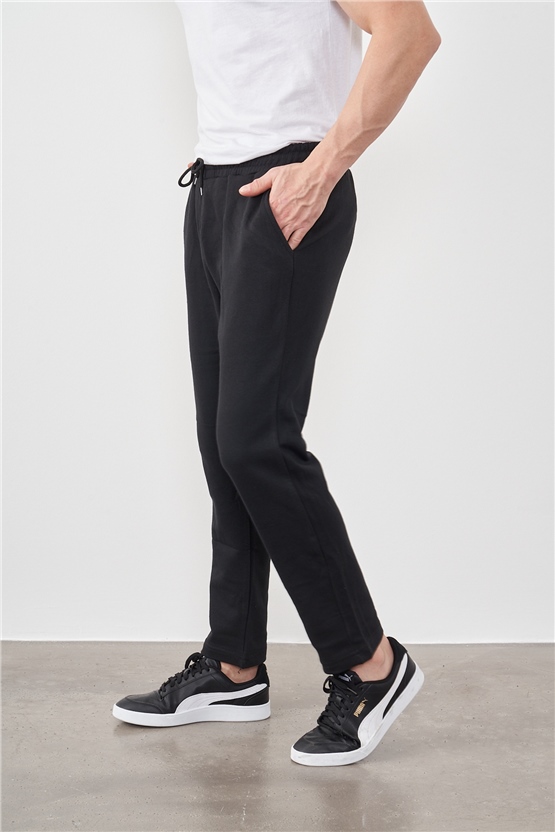 Çetinkaya Mentality 621 Rejenere Düz Paça Siyah Eşofman Alt