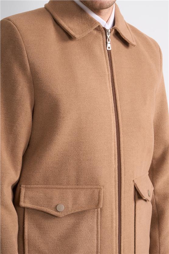 Çetinkaya Mentality 7042 Ceket Yaka Kaşe Kısa Kaban Kahve