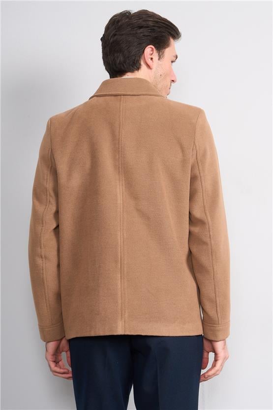 Çetinkaya Mentality 7042 Ceket Yaka Kaşe Kısa Kaban Kahve