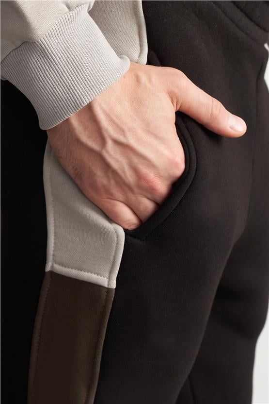 Çetinkaya Mentality 737 Erkek 3 İplik Şardonlu Lastik Paça Eşofman Alt Siyah