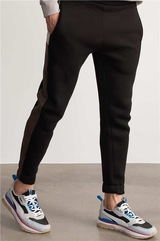 Çetinkaya Mentality 737 Erkek 3 İplik Şardonlu Lastik Paça Eşofman Alt Siyah