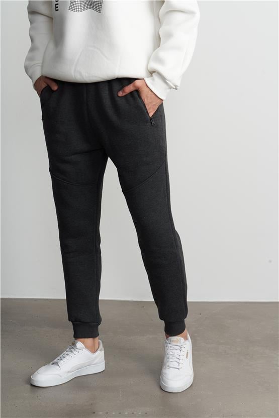 Çetinkaya Mentality 766 Erkek 3 İplik Şardonlu Regular Eşofman Alt Antrasitmelanj