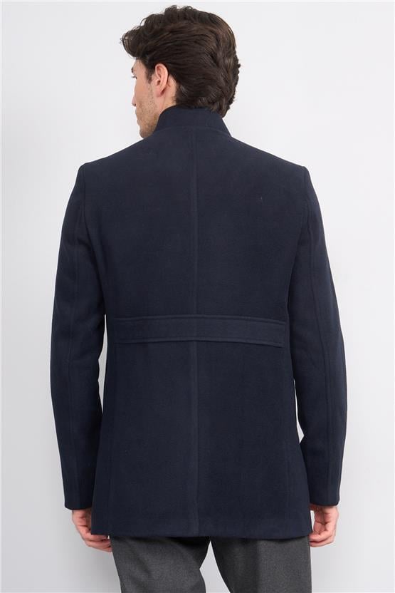 Çetinkaya Mentality 7848 Dik Yaka Kaşe Kaban Lacivert