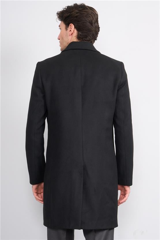 Çetinkaya Mentality 7852 Erkek Mono Yaka Regular Kaşe Kaban Siyah