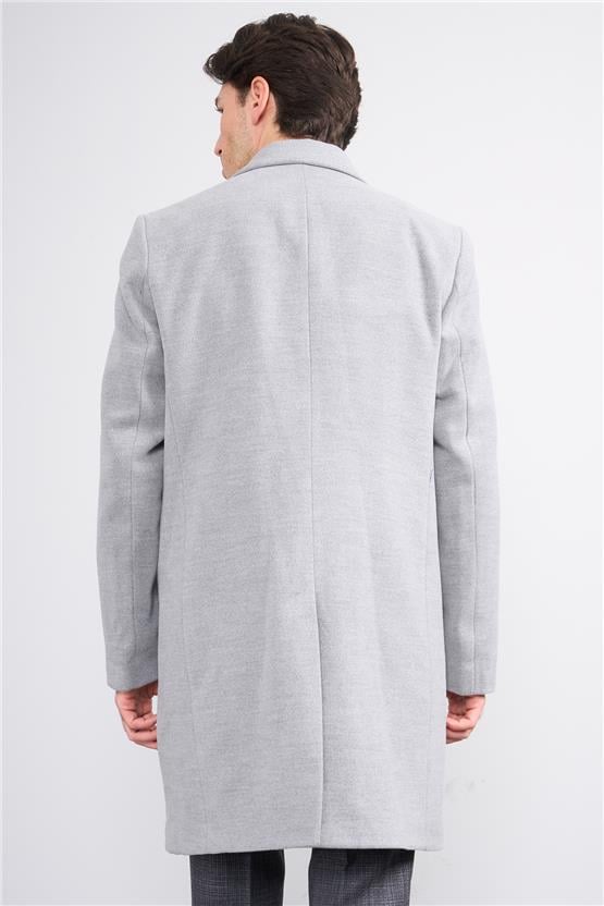 Çetinkaya Mentality 7852 Erkek Mono Yaka Regular Kaşe Kaban Açık Gri