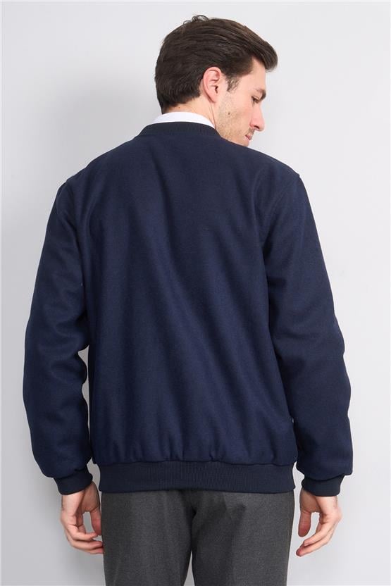 Çetinkaya Mentality 7854 Erkek Dik Yaka Regular Kaşe Kaban Lacivert