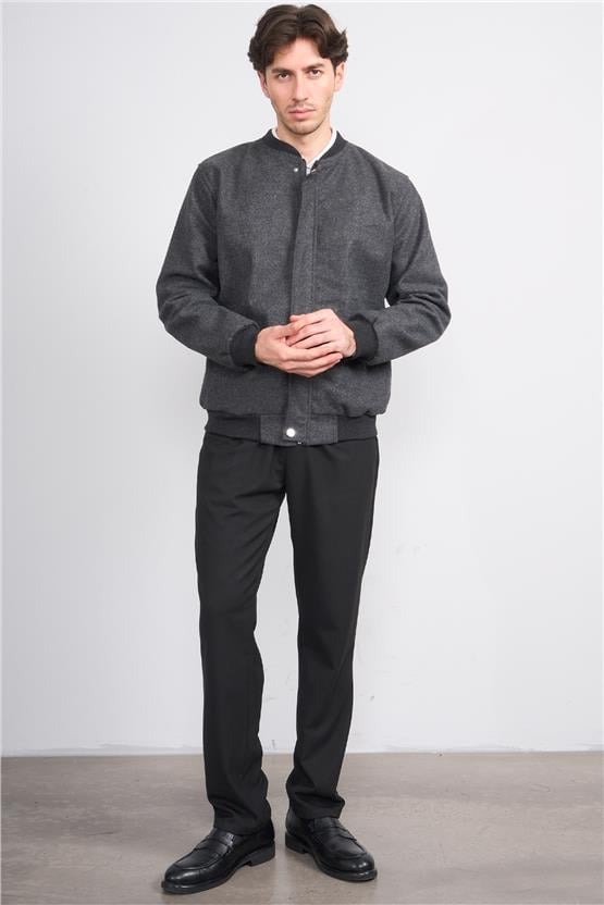 Çetinkaya Mentality 7854 Erkek Dik Yaka Regular Kaşe Kaban Antrasit