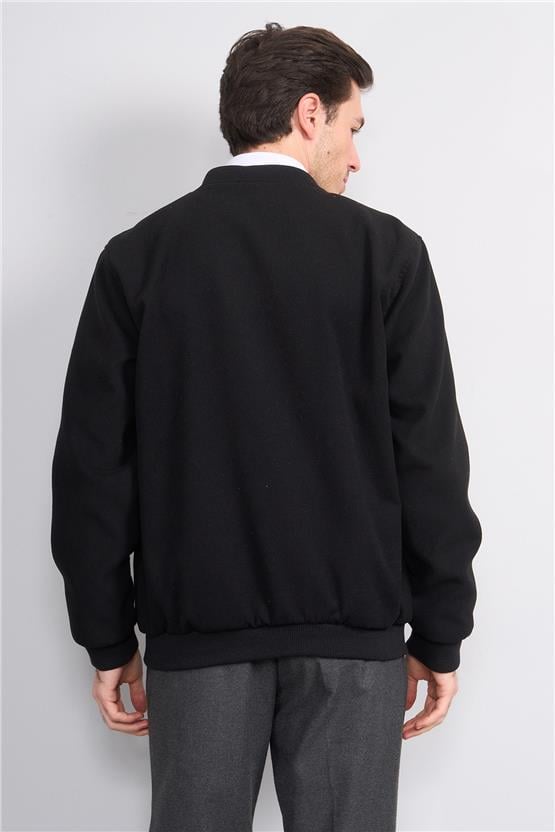 Çetinkaya Mentality 7854 Erkek Dik Yaka Regular Kaşe Kaban Siyah