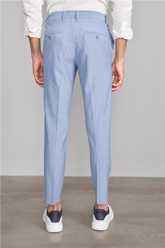 Çetinkaya Mentality 8100 Erkek Yan Jogger Pantolon Açık Mavi Üzeri Beyaz Çizgili