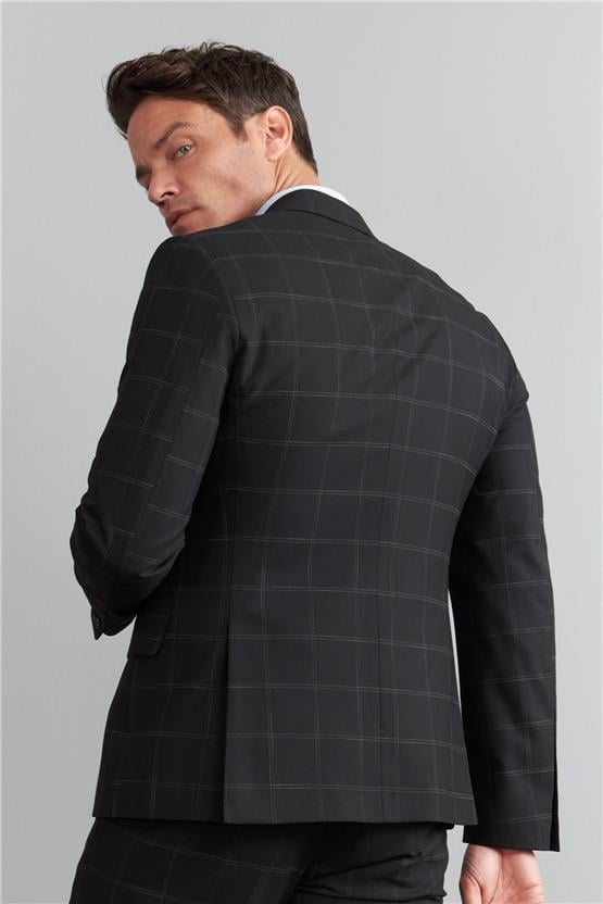 Çetinkaya Mentality 9540 Erkek Yünter Sivri Yaka Slim Fit Takım Elbise Siyah Ekoseli