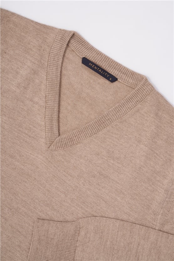 Cetinkaya mentality erkek v yaka triko vizon