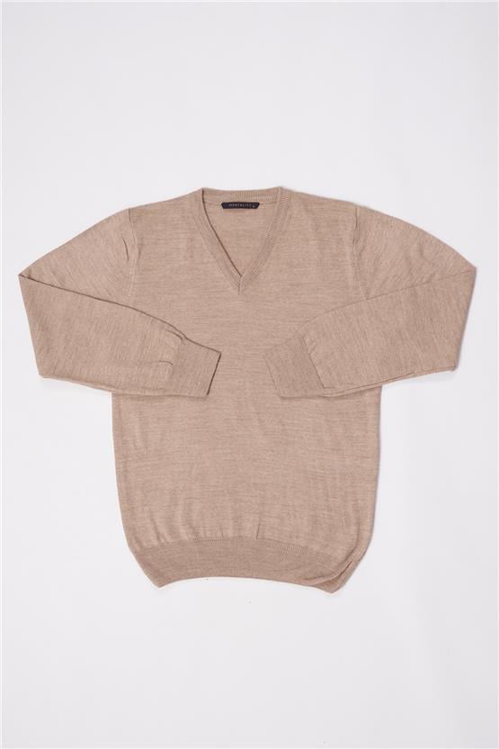 Cetinkaya mentality erkek v yaka triko vizon