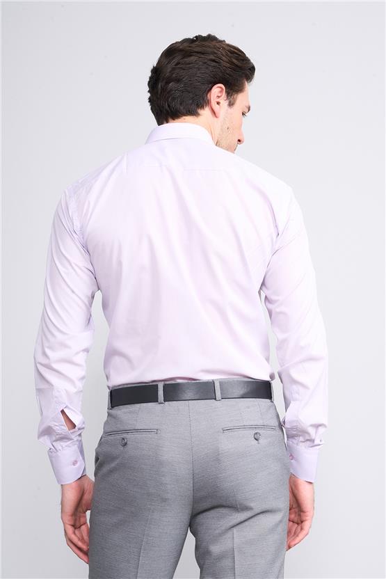 Çetinkaya Mentality G071 Erkek Uzun Kol Pamuklu Açık Lila Gömlek