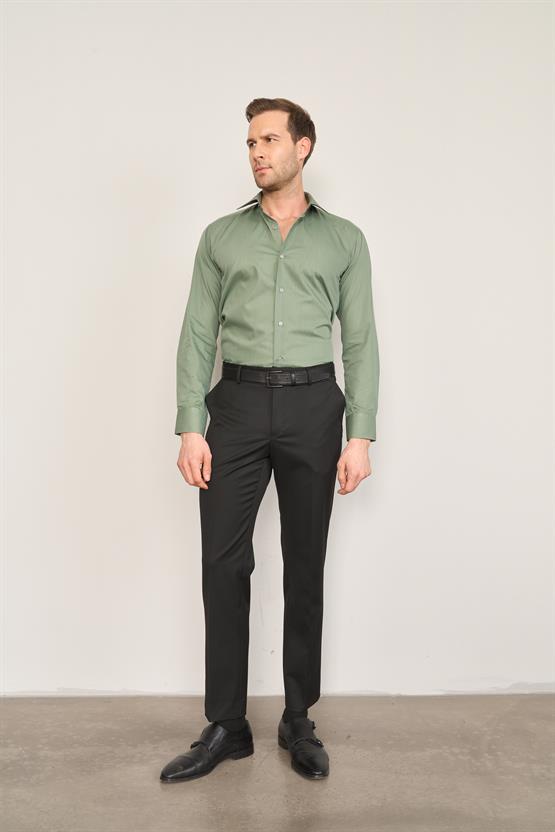 Çetinkaya Mentality G071 Erkek Uzun Kol Renkli Dacron Gömlek Haki