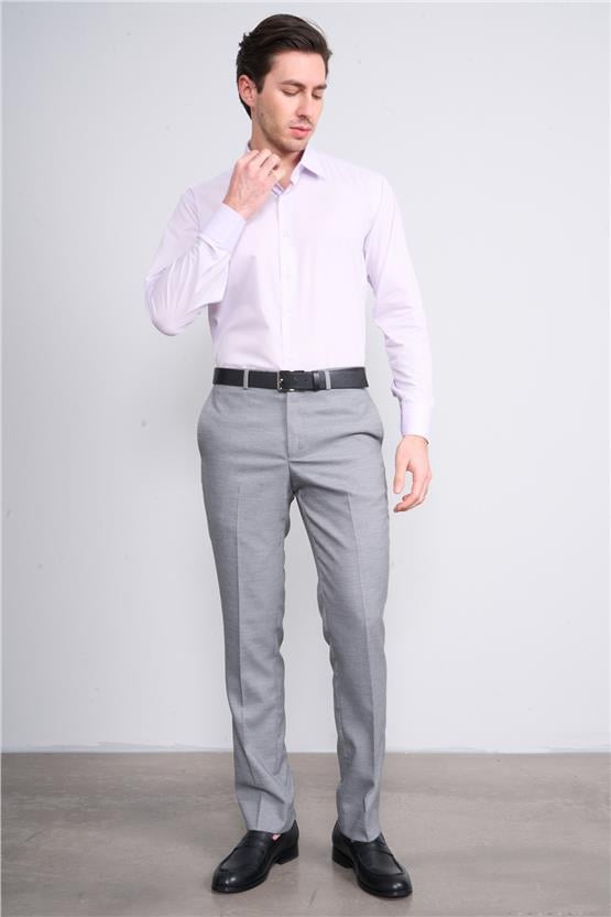 Çetinkaya Mentality G071 Erkek Uzun Kol Pamuklu Açık Lila Gömlek