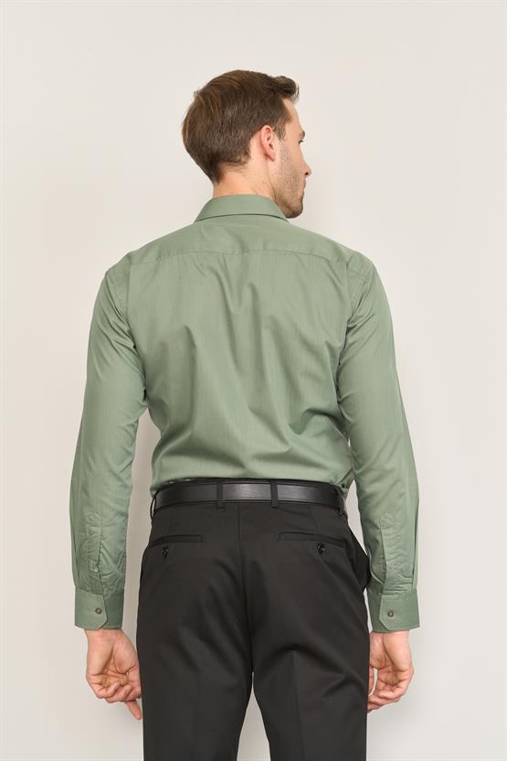 Çetinkaya Mentality G071 Erkek Uzun Kol Renkli Dacron Gömlek Haki