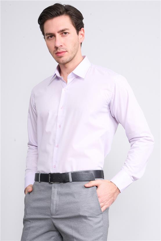 Çetinkaya Mentality G071 Erkek Uzun Kol Pamuklu Açık Lila Gömlek