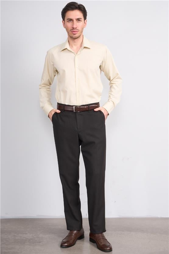 Çetinkaya Mentality G071 Erkek Uzun Kol Gömlek Krem