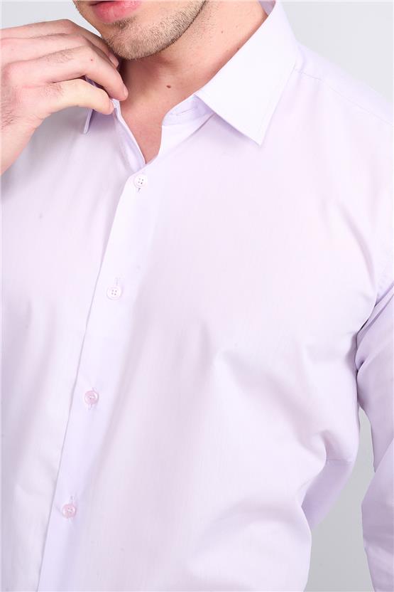 Çetinkaya Mentality G071 Erkek Uzun Kol Pamuklu Açık Lila Gömlek