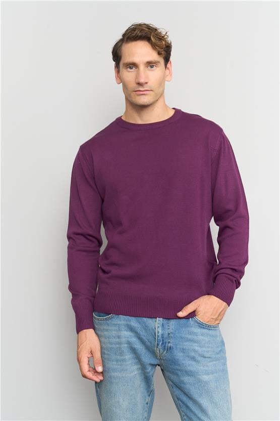 Çetinkaya Mentality K23 3175 Bisiklet Yaka Triko Basic Mürdüm