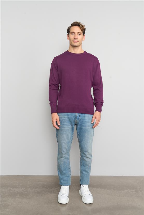 Çetinkaya Mentality K23 3175 Bisiklet Yaka Triko Basic Mürdüm