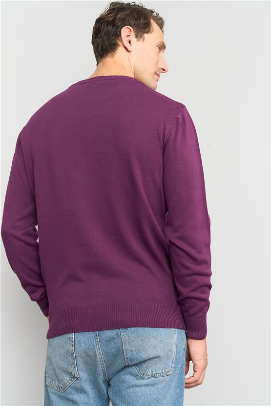 Çetinkaya Mentality K23 3175 Bisiklet Yaka Triko Basic Mürdüm