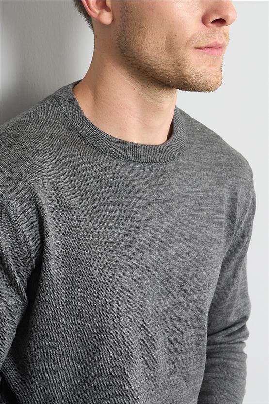 Çetinkaya Mentality 3175 Bisiklet Yaka Triko Basic Koyu Grimelanj