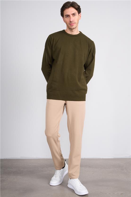 Çetinkaya Mentality K25 3175 Bisiklet Yaka Triko Basic Koyu Haki