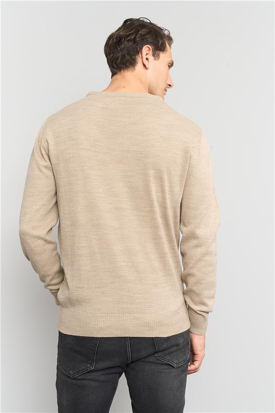 Çetinkaya Mentality K25 3175 Bisiklet Yaka Triko Basic VizonMelanj