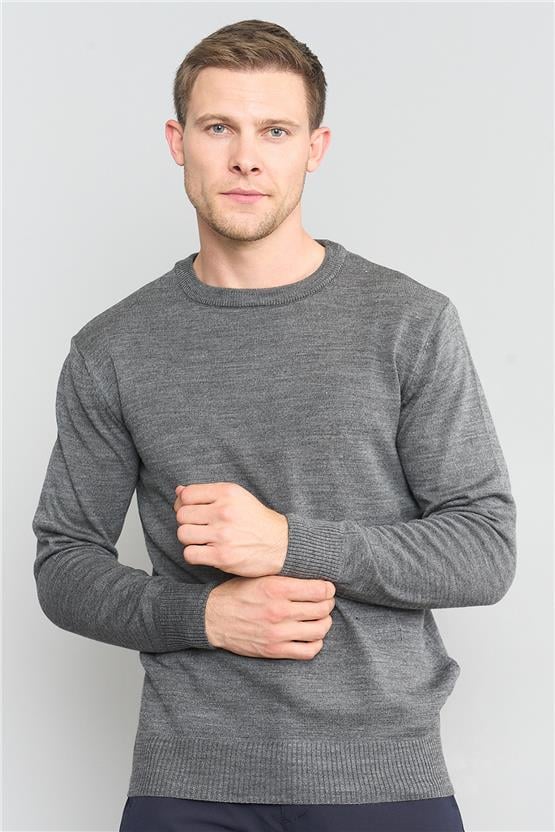 Çetinkaya Mentality 3175 Bisiklet Yaka Triko Basic Koyu Grimelanj