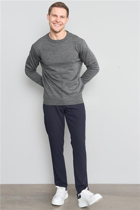 Çetinkaya Mentality 3175 Bisiklet Yaka Triko Basic Koyu Grimelanj