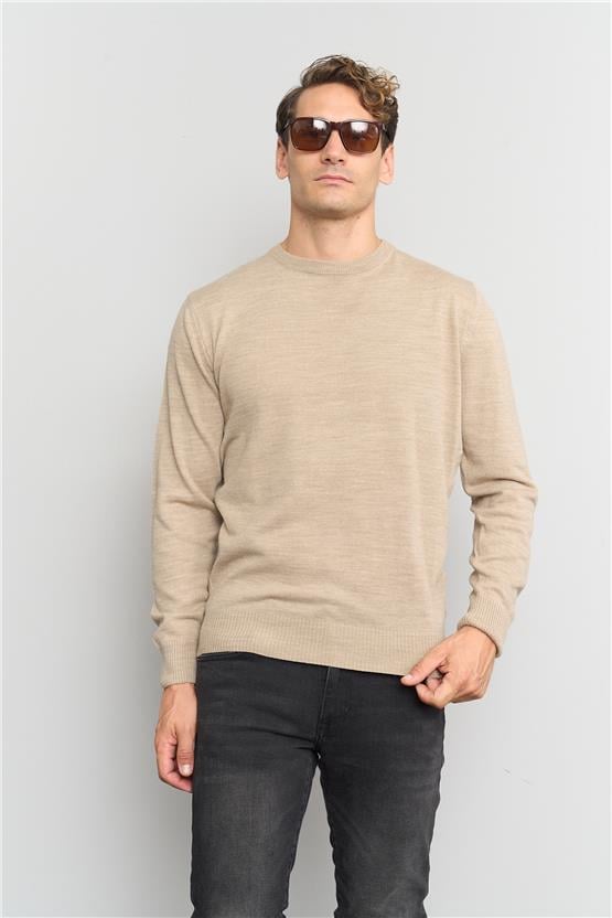 Çetinkaya Mentality K25 3175 Bisiklet Yaka Triko Basic VizonMelanj