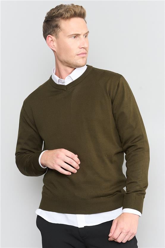 Çetinkaya Mentality K25 3176 MNT ERK V YAKA TRIKO BSC Koyu Haki