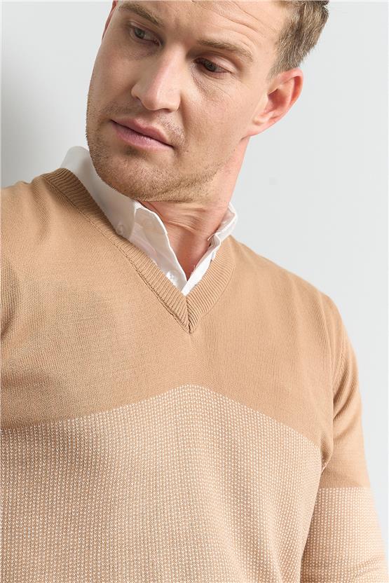 Çetinkaya Mentelity 3196 Erkek Bisiklet Yaka Triko Camel