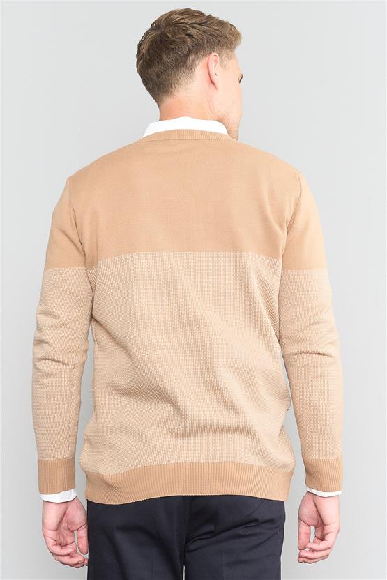 Çetinkaya Mentelity 3196 Erkek Bisiklet Yaka Triko Camel