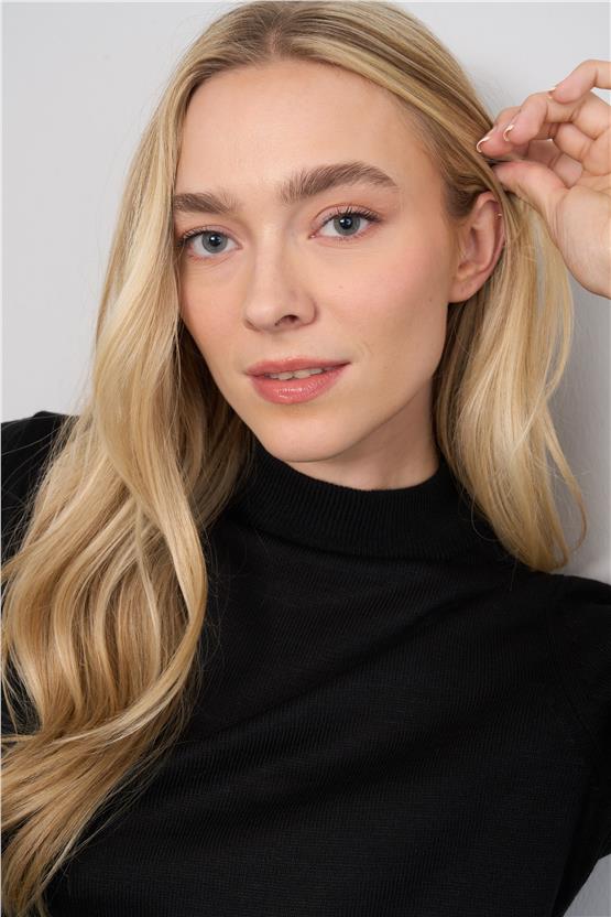 Çetinkaya Miramira 2254 Dik Yaka Siyah Triko