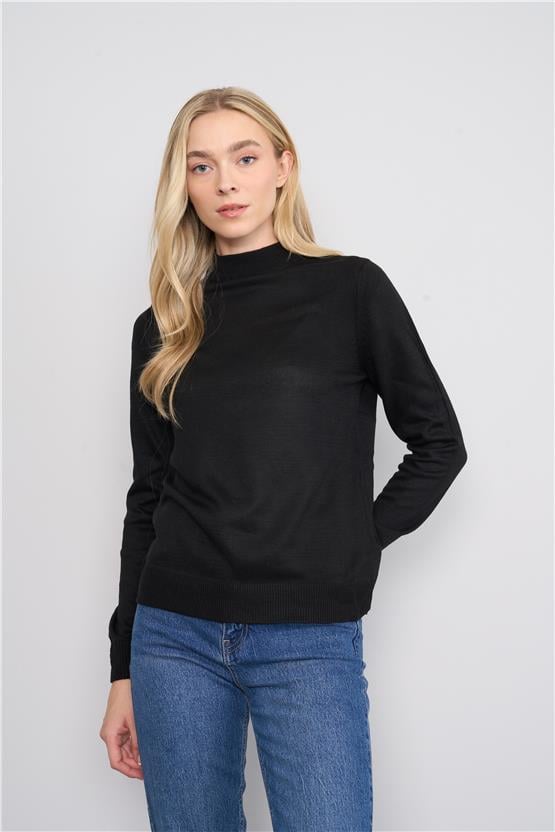 Çetinkaya Miramira 2254 Dik Yaka Siyah Triko