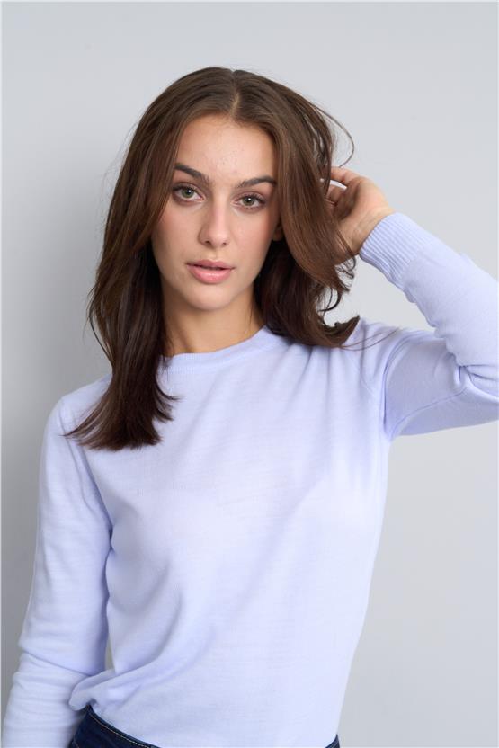 Çetinkaya Miramira 2275 Bisiklet Yaka Triko Lila Mavi