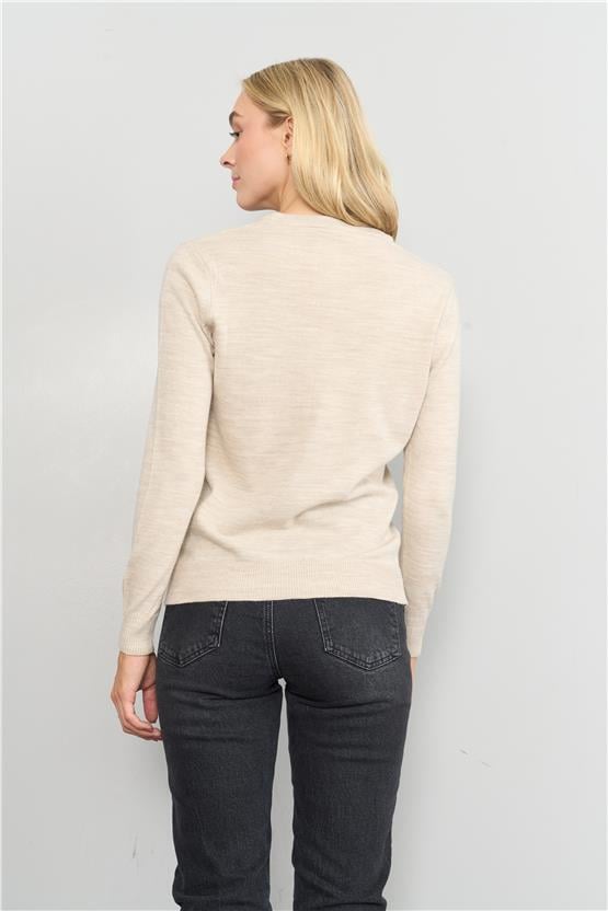 Çetinkaya Miramira 2275 Bisiklet Yaka Triko Taş Melanj