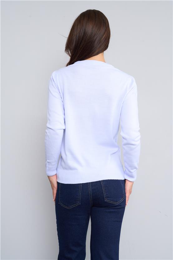 Çetinkaya Miramira 2275 Bisiklet Yaka Triko Lila Mavi