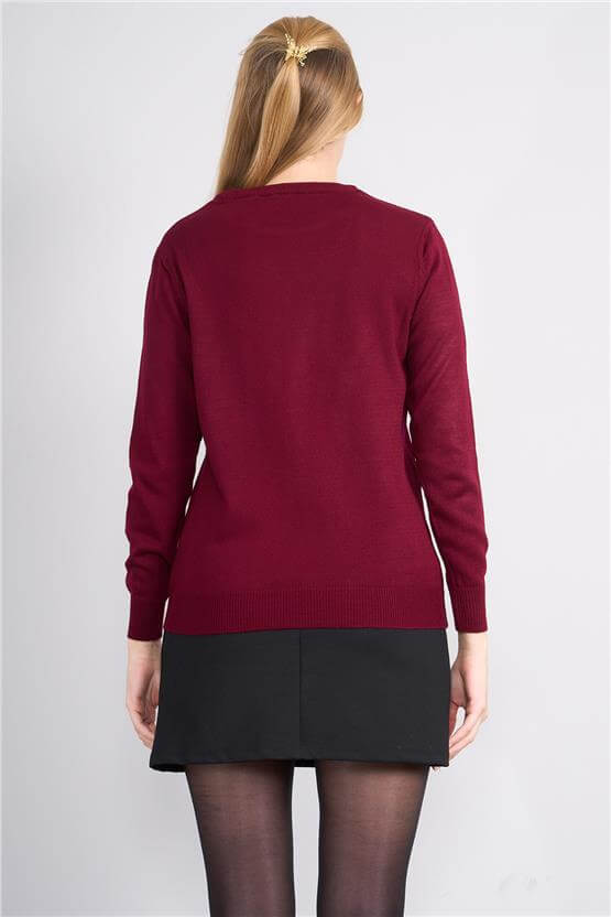 Çetinkaya Miramira 2275 Bisiklet Yaka Triko Bordo