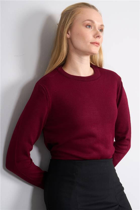 Çetinkaya Miramira 2275 Bisiklet Yaka Triko Bordo