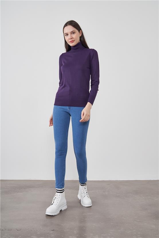 Çetinkaya Miyamira 2276 Balıkçı Yaka Mor Triko