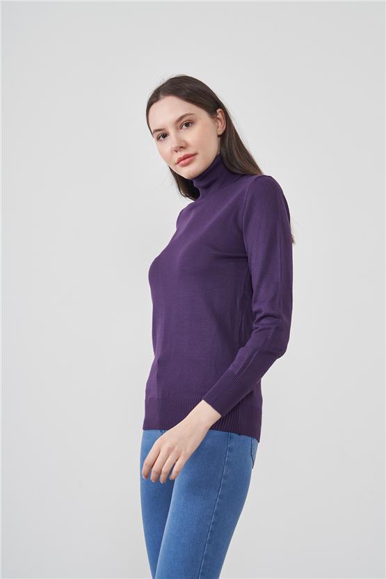 Çetinkaya Miyamira 2276 Balıkçı Yaka Mor Triko