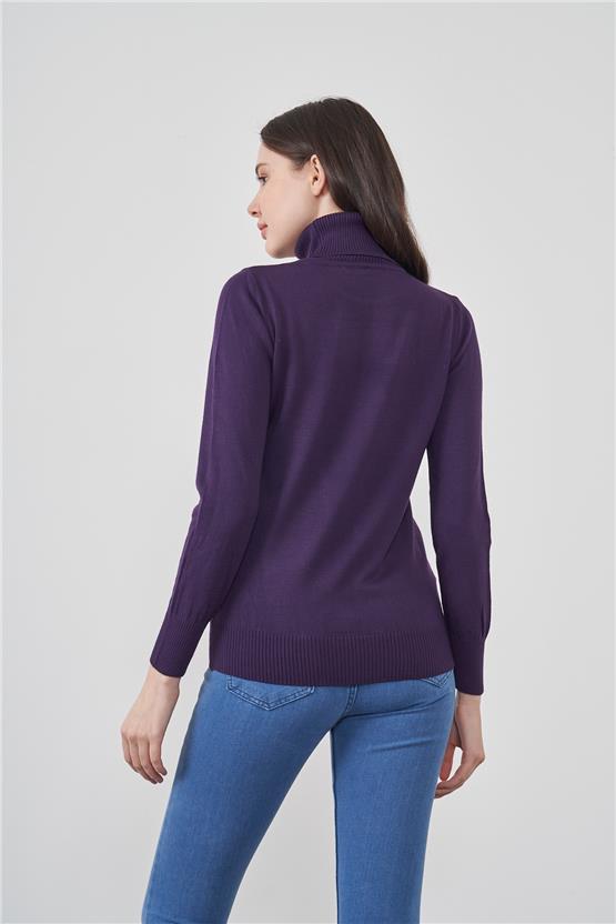 Çetinkaya Miyamira 2276 Balıkçı Yaka Mor Triko