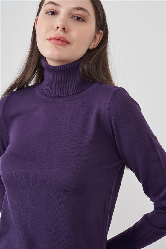 Çetinkaya Miyamira 2276 Balıkçı Yaka Mor Triko