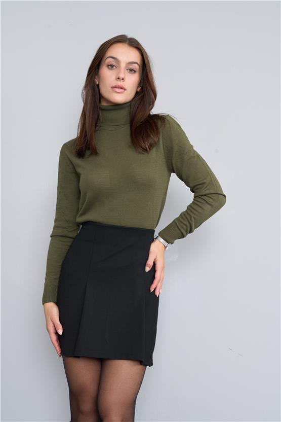 Çetinkaya Miramira Balıkçı Yaka Haki Triko