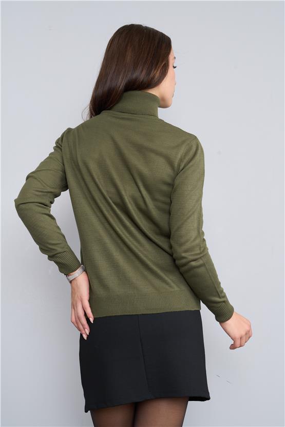 Çetinkaya Miramira Balıkçı Yaka Haki Triko