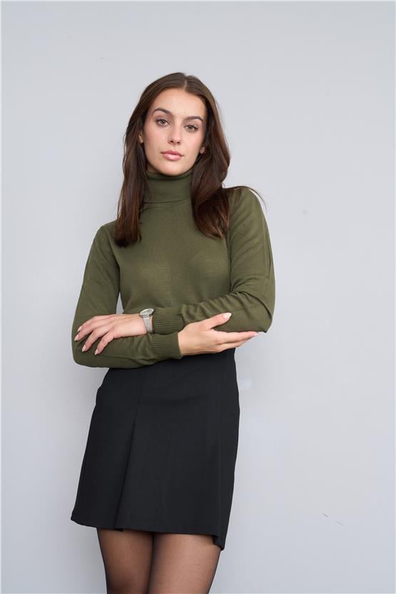 Çetinkaya Miramira Balıkçı Yaka Haki Triko